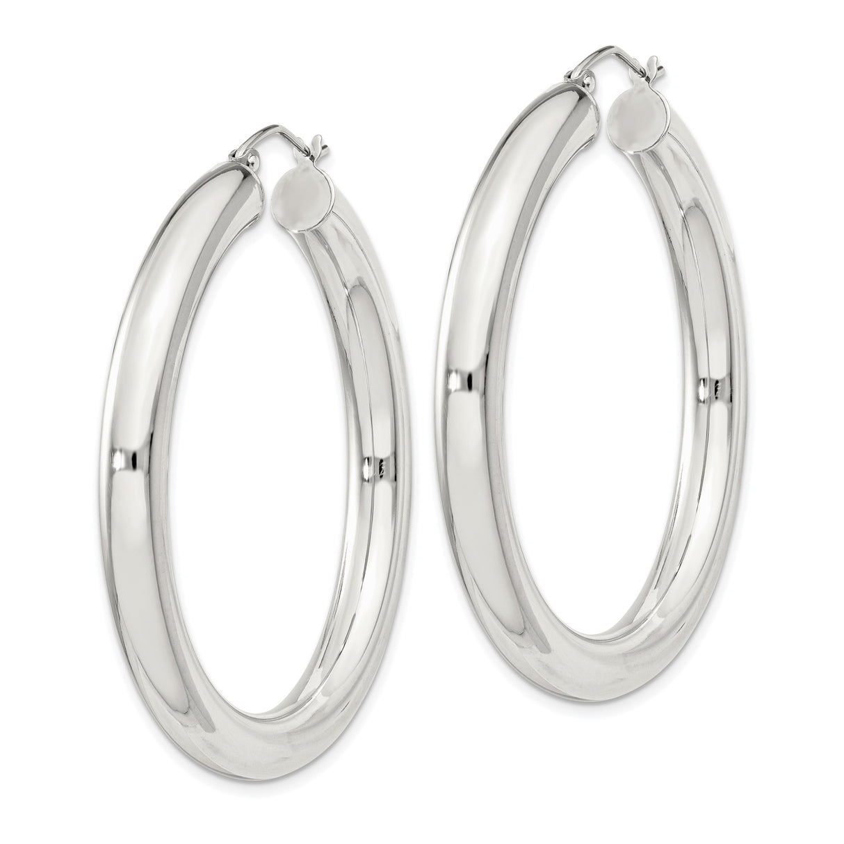 Sterling Silver Hoop Earrings, Classic Polished Round Hoops, Lightweight Minimalist Design