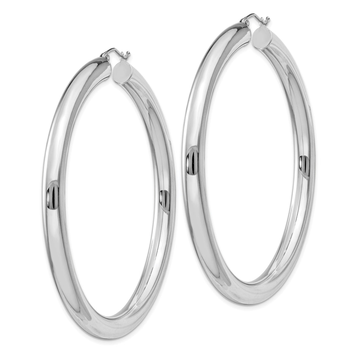 Sterling Silver Hoop Earrings, Polished Round Tube Hoops with Minimalist Design for Women