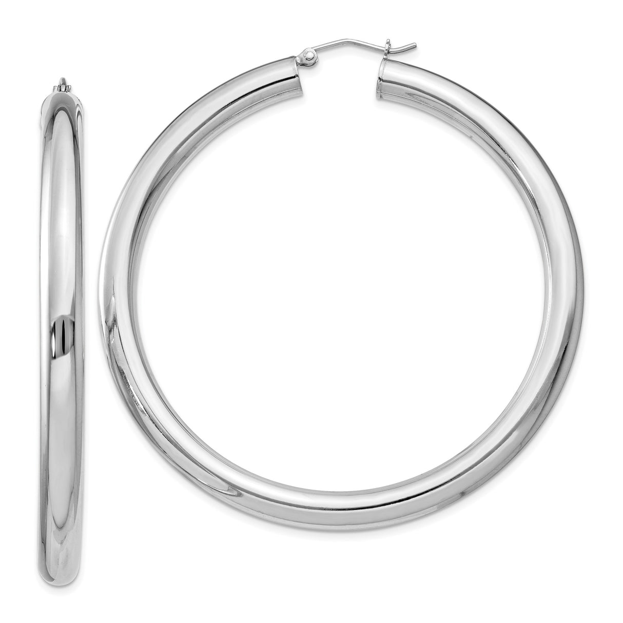 Sterling Silver Hoop Earrings, Polished Round Tube Hoops with Minimalist Design for Women