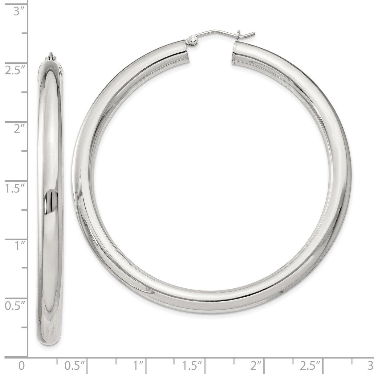 Sterling Silver Hoop Earrings, Medium Polished Round Hoops, Minimalist Modern Style for Women