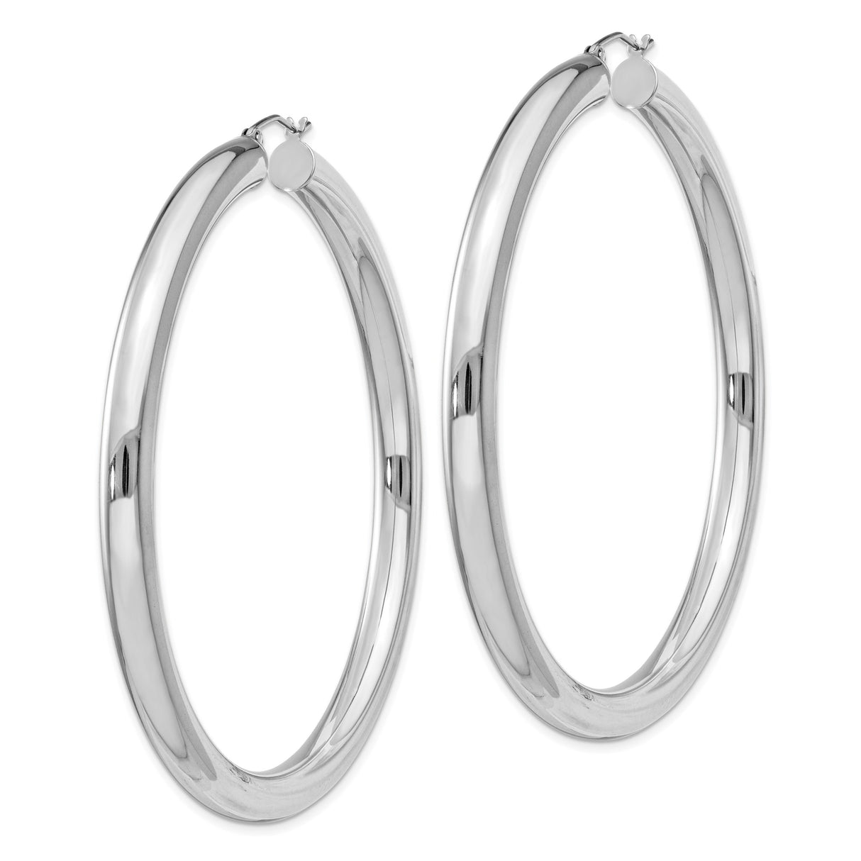 Sterling Silver Hoop Earrings, Large Polished Tube Style, Minimalist Modern Design for Women
