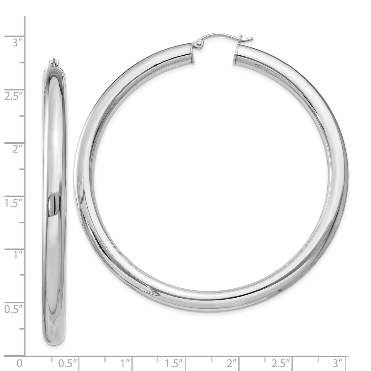 Sterling Silver Hoop Earrings, Large Polished Tube Style, Minimalist Modern Design for Women