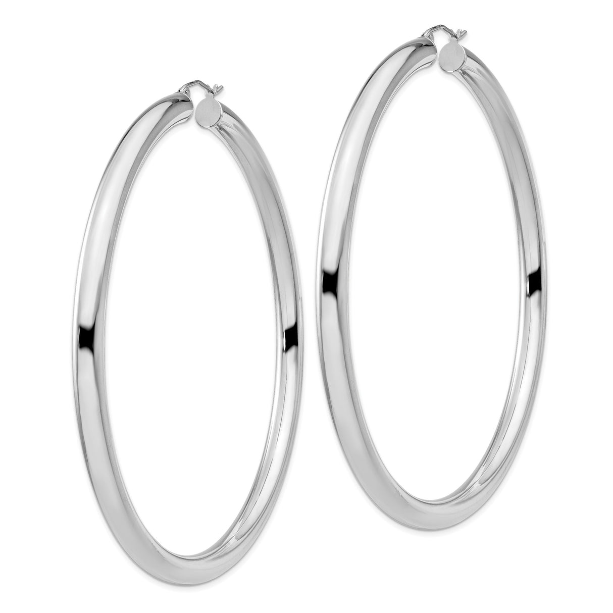 Sterling Silver Large Tube Hoop Earrings, High Polish Finish, Minimalist Modern Design