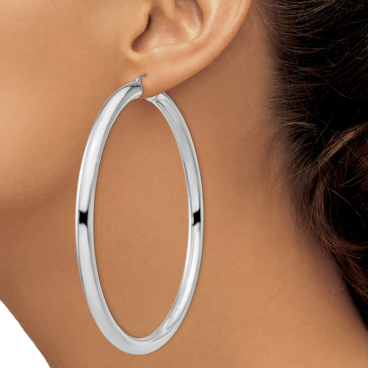 Sterling Silver Large Tube Hoop Earrings, High Polish Finish, Minimalist Modern Design