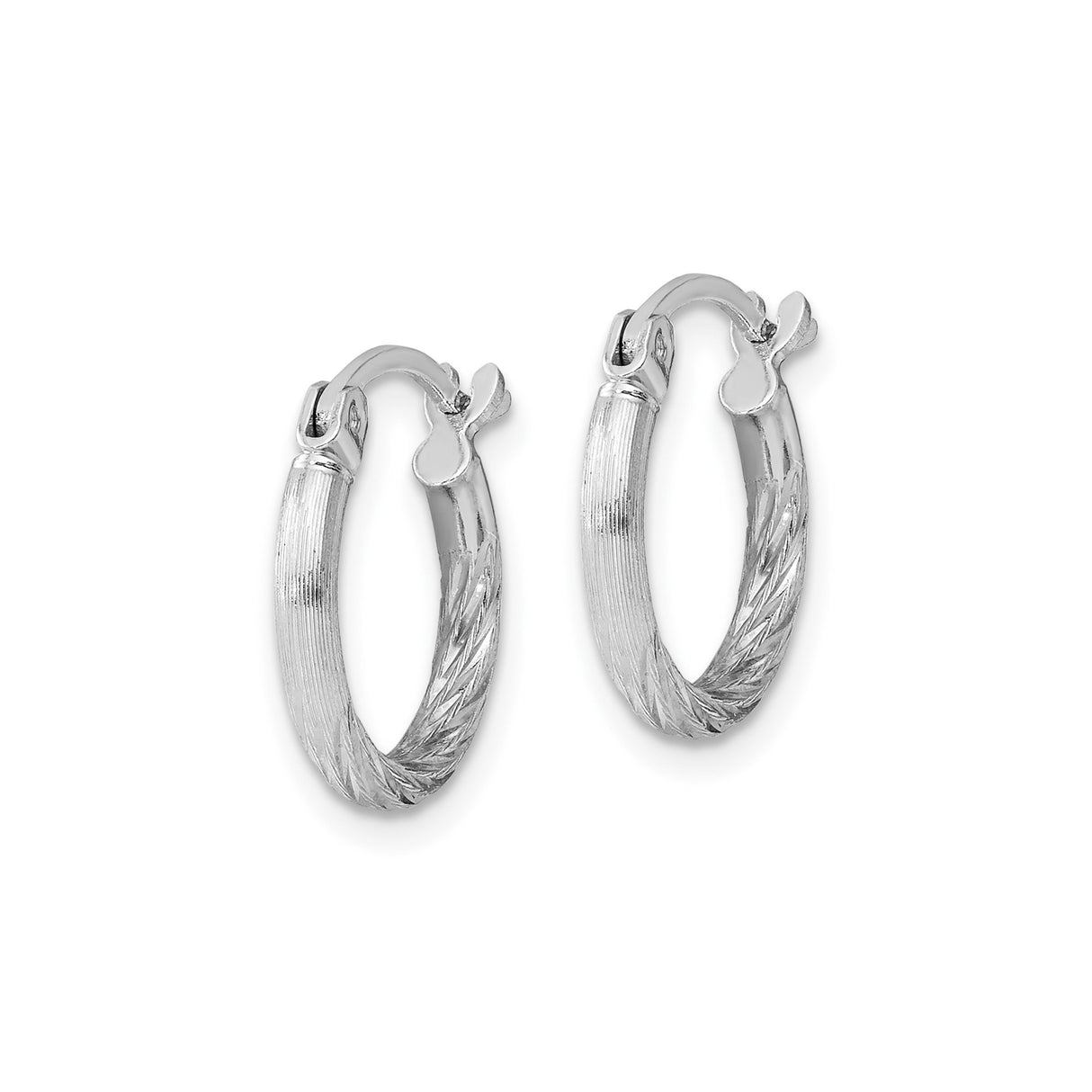 Sterling Silver Hoop Earrings, Textured Twisted Design with Hinged Closure for Women