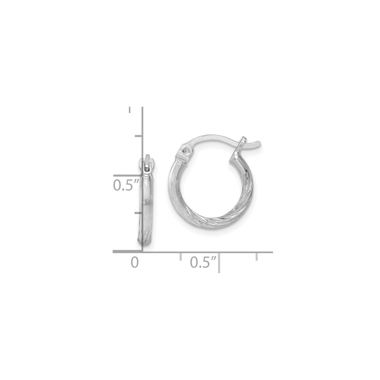 Sterling Silver Hoop Earrings, Textured Twisted Design with Hinged Closure for Women