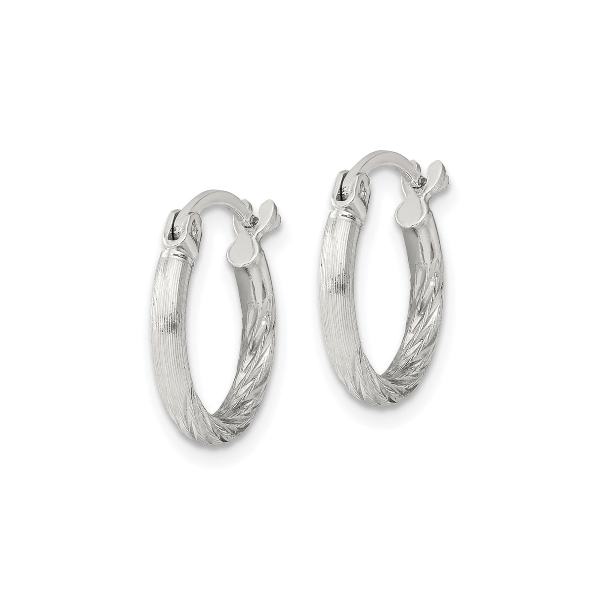 Sterling Silver Hoop Earrings, Small Twisted Design with Textured Finish, Lightweight and Minimalist Style
