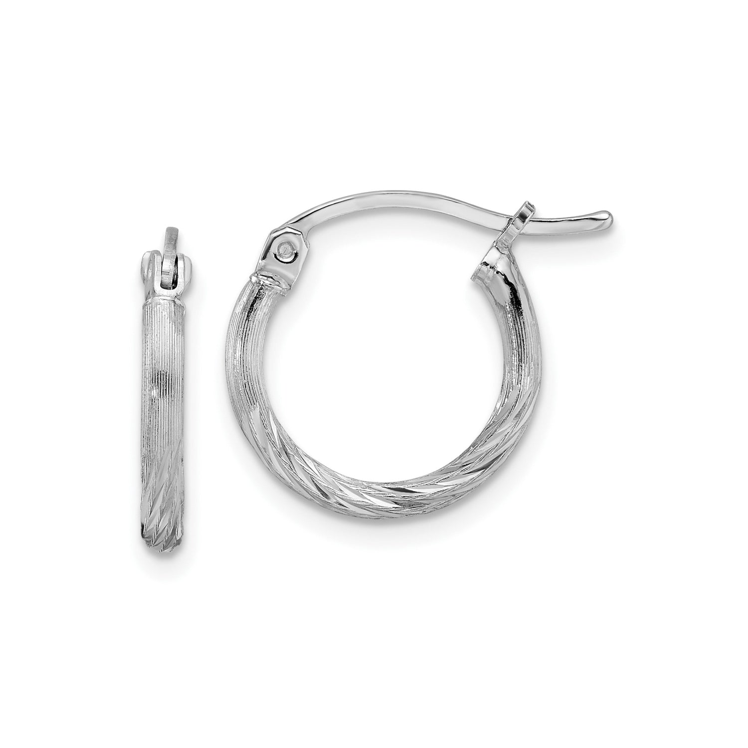 Sterling Silver Twisted Hoop Earrings with Textured Rope Design and Satin Finish