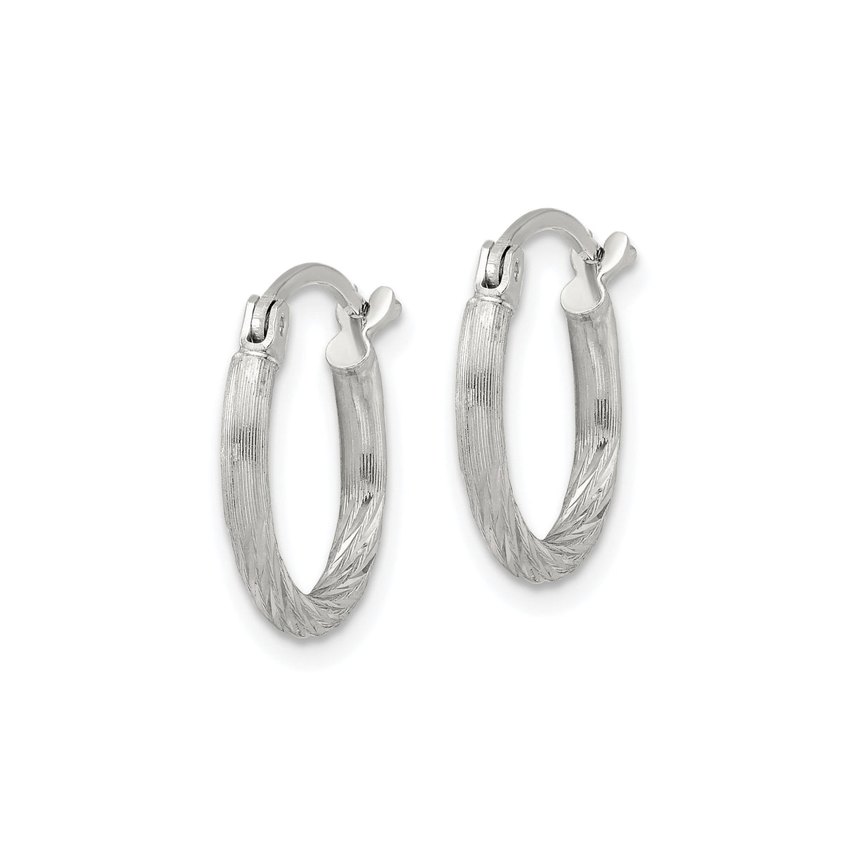 Sterling Silver Twisted Hoop Earrings with Textured Satin Finish and Etched Detailing