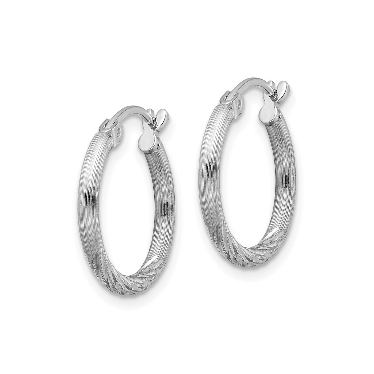 Sterling Silver Hoop Earrings, Textured Ribbed Tube with Twisted Detail, Lightweight Polished Design