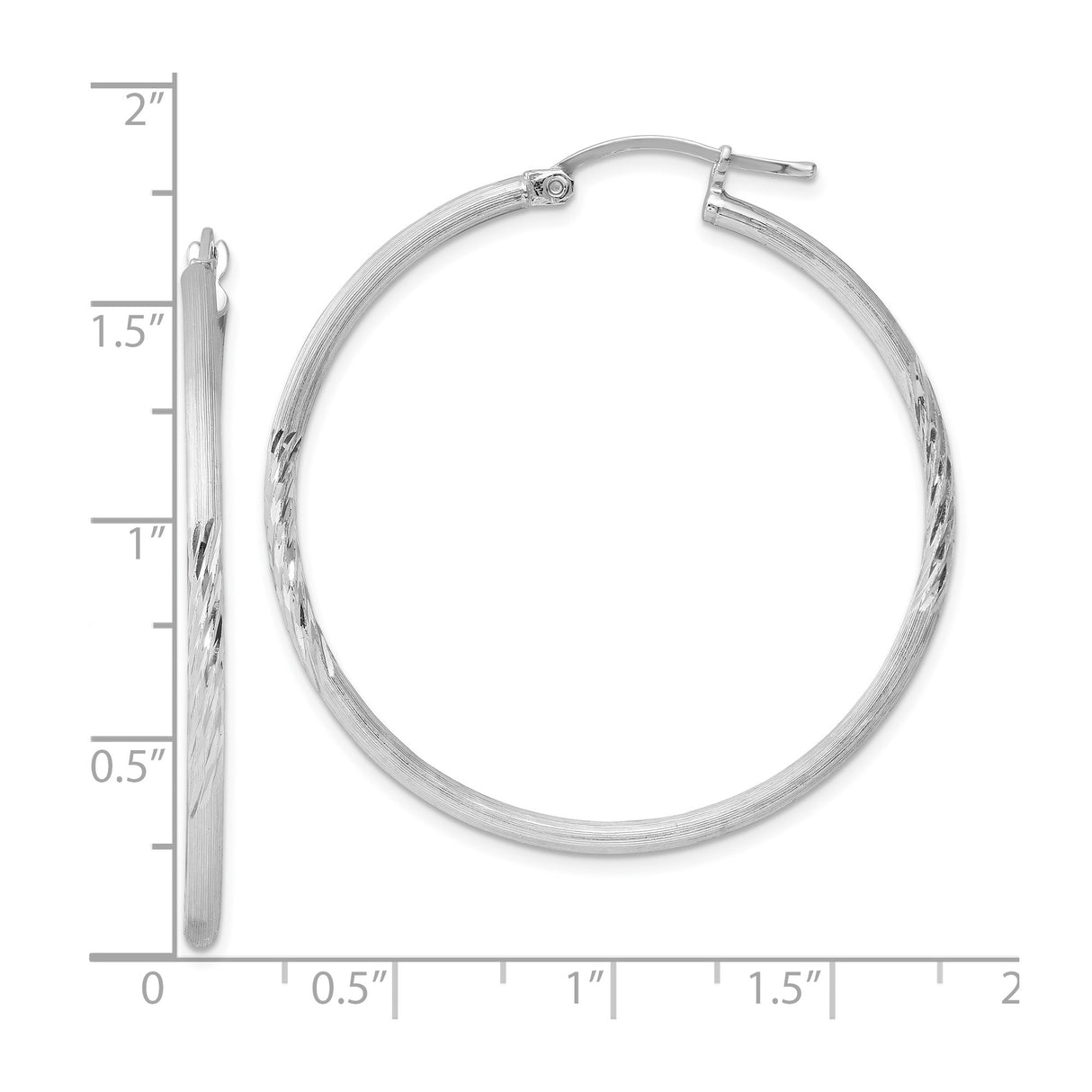 Sterling Silver Hoop Earrings with Polished Diamond Cut Texture, Lightweight Classic Design for Women