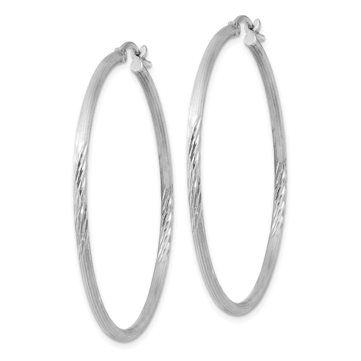 Sterling Silver Hoop Earrings, Textured Diamond Cut Tube, Modern Round Minimalist Design