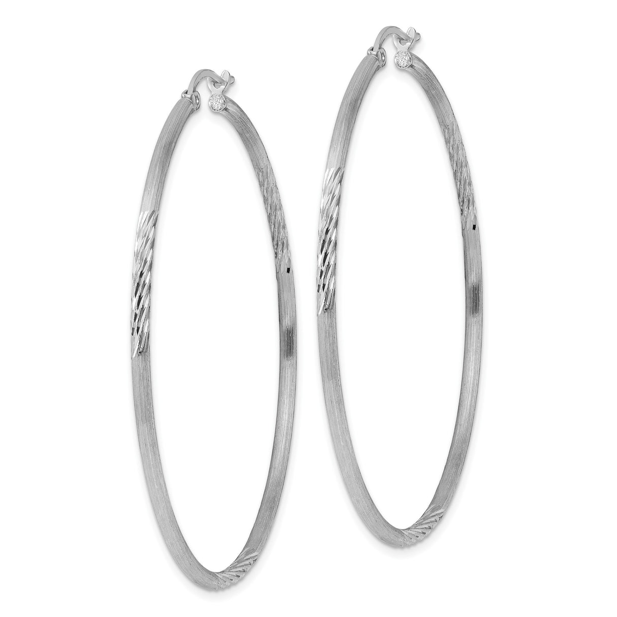 Sterling Silver Hoop Earrings, Large Textured Tube Design with Polished and Diamond Cut Finish