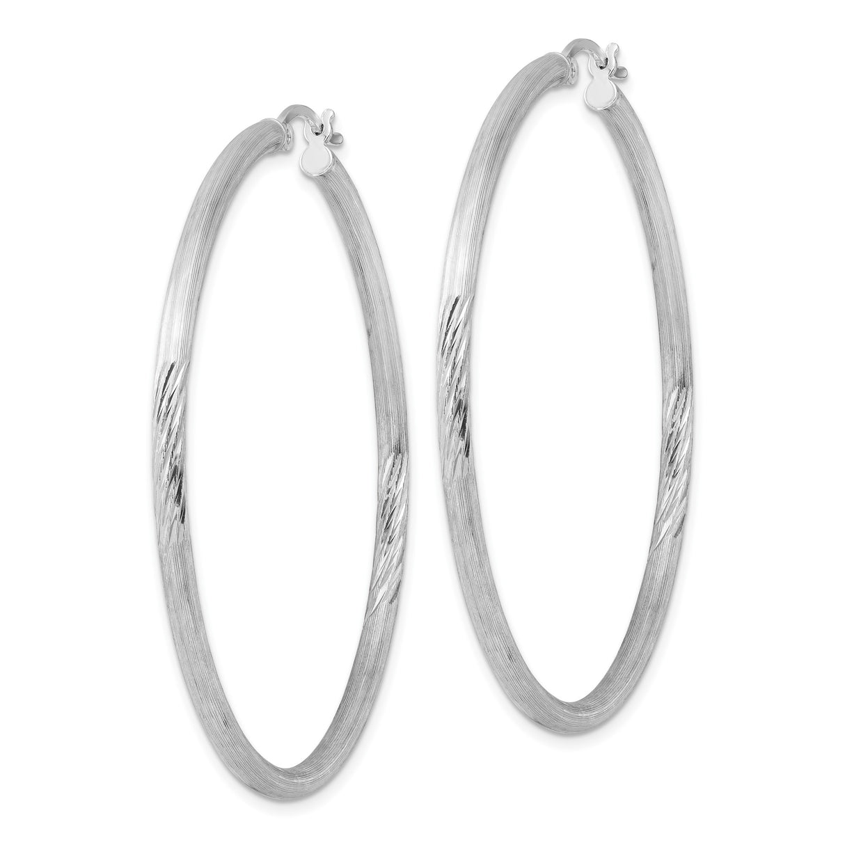Sterling Silver Twisted Hoop Earrings, Lightweight Textured High-Polish Tube Hoops for Women