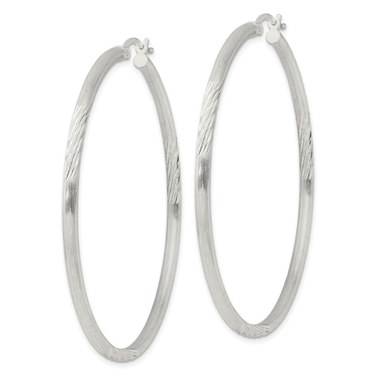 Sterling Silver Hoop Earrings, Lightweight Textured Twist Design with Polished Finish