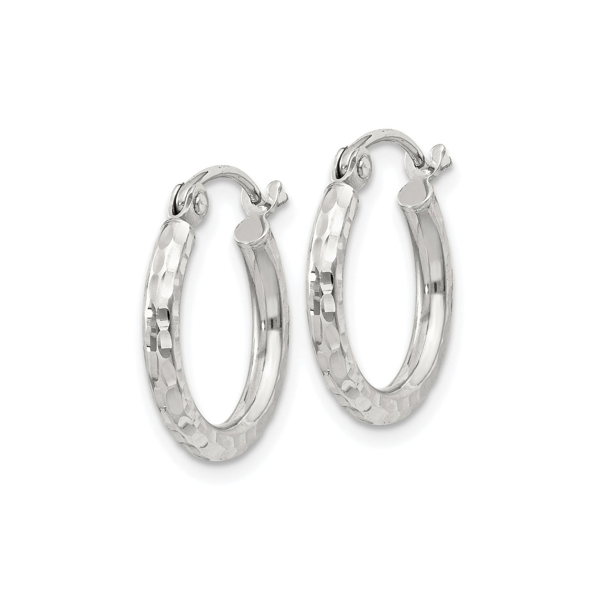 Sterling Silver Hammered Hoop Earrings, Textured Lightweight Round Hoops for Women