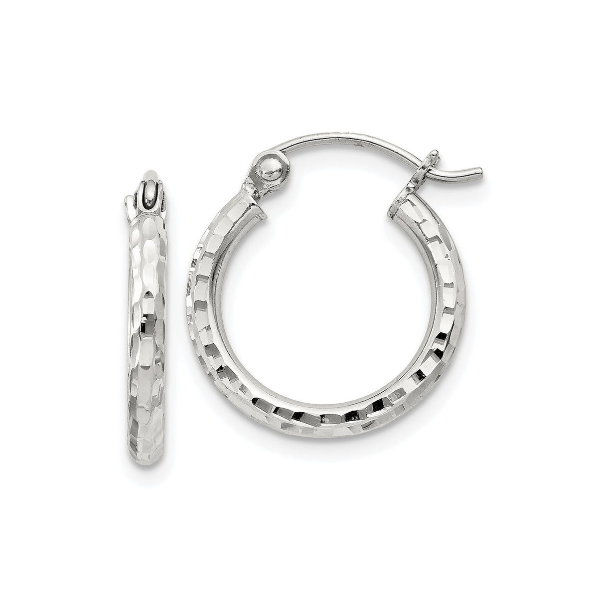 Sterling Silver Hammered Hoop Earrings, Textured Lightweight Round Hoops for Women
