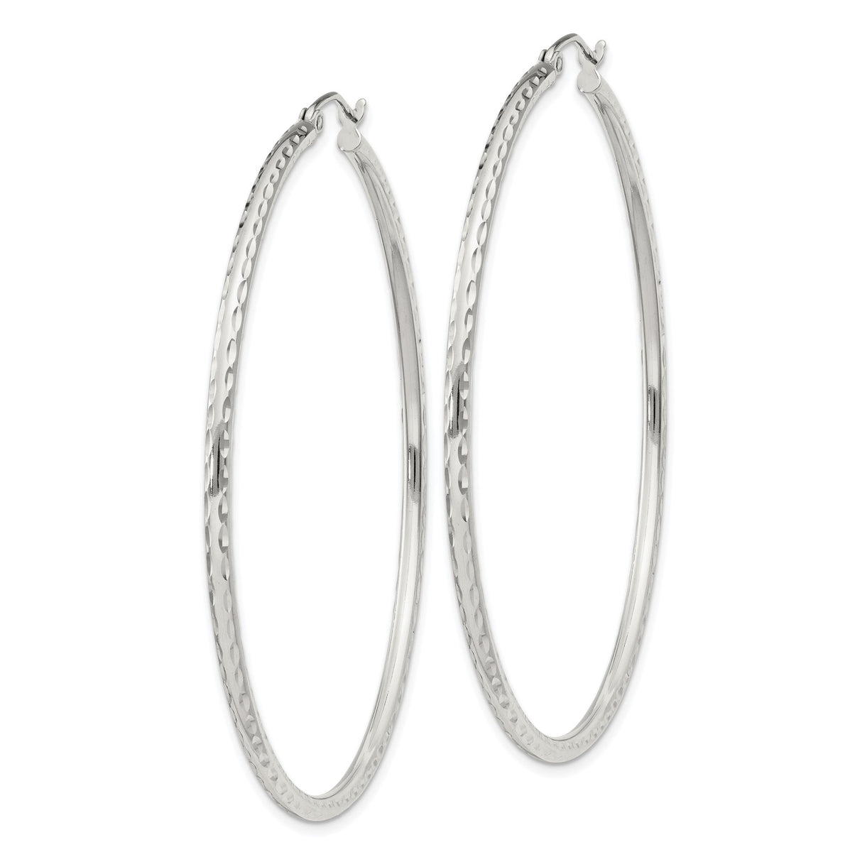 Sterling Silver Hoop Earrings, Hammered Textured Finish, Modern Minimalist Round Design for Women