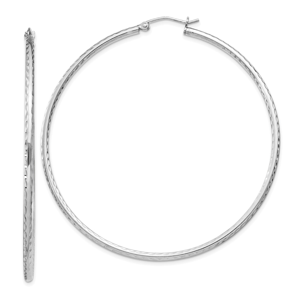 Sterling Silver Hoop Earrings, Lightweight Hammered Round Design, Minimalist Modern Style