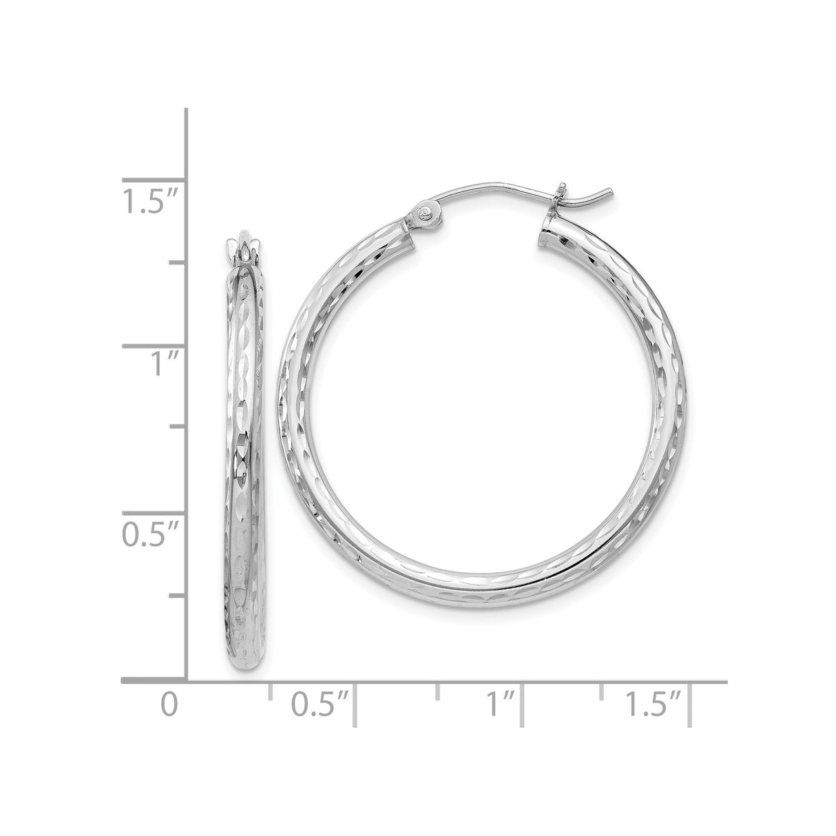 Sterling Silver Hoop Earrings, Diamond Cut with High Polish and Textured Finish