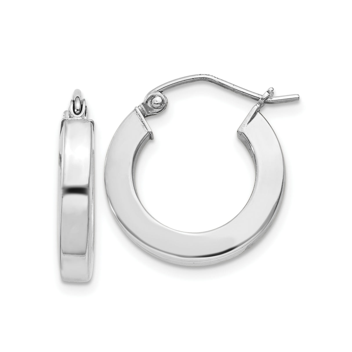 Sterling Silver Hoop Earrings, Rhodium Plated Round Minimalist Design for Women and Men