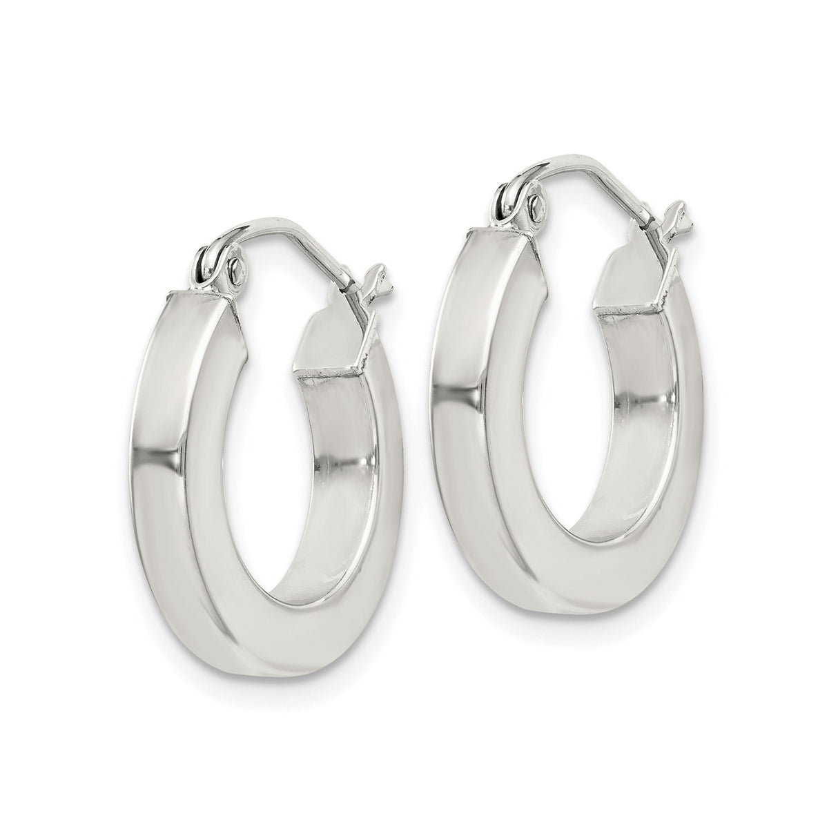 Sterling Silver Hoop Earrings with Polished Finish, Thick Round Tube, Hinged Clasp, Minimalist Style