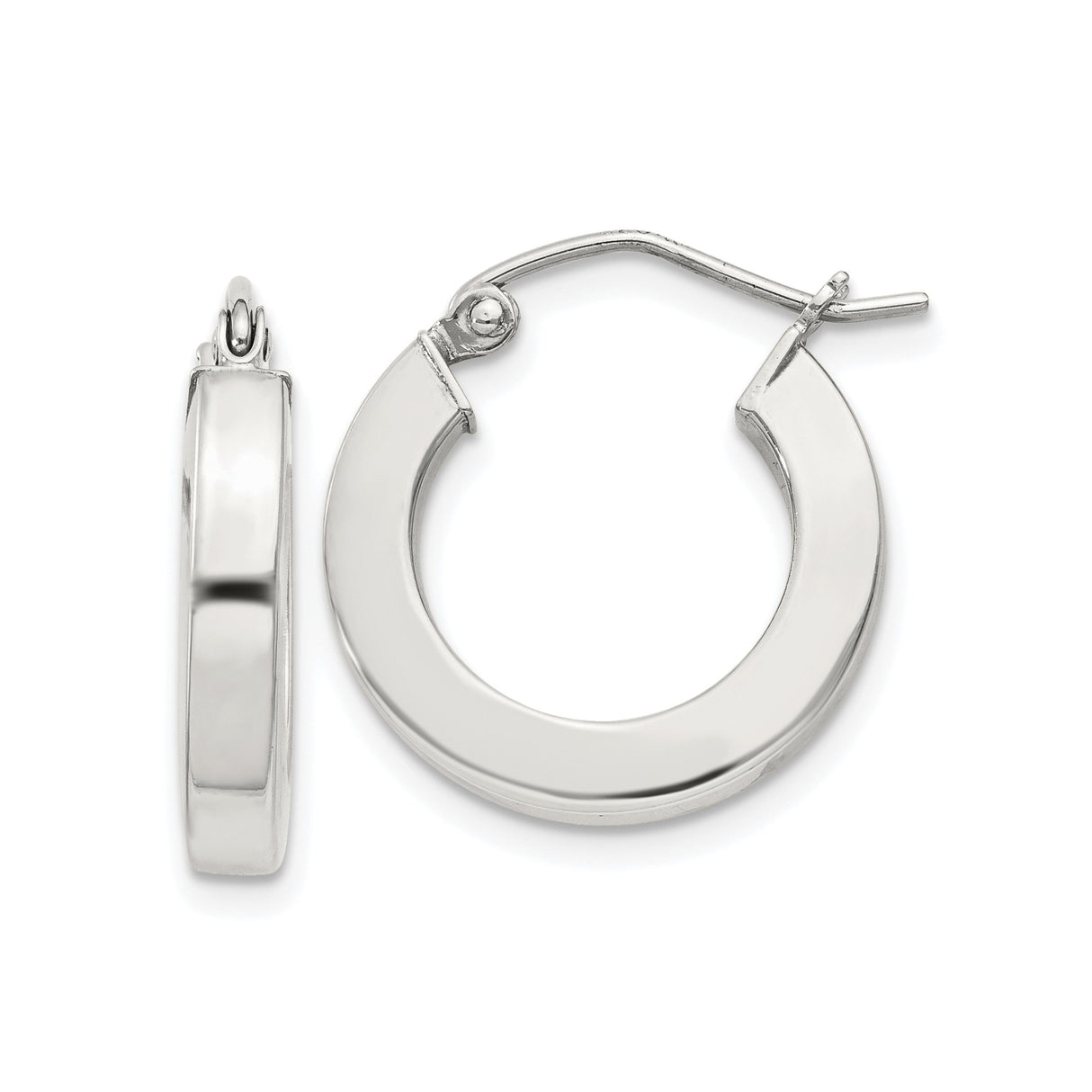Sterling Silver Hoop Earrings with Polished Finish, Thick Round Tube, Hinged Clasp, Minimalist Style