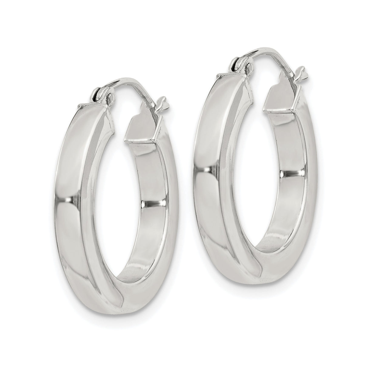 Sterling Silver Hoop Earrings, Classic Polished Round Medium Hoops, Minimalist Unisex Design