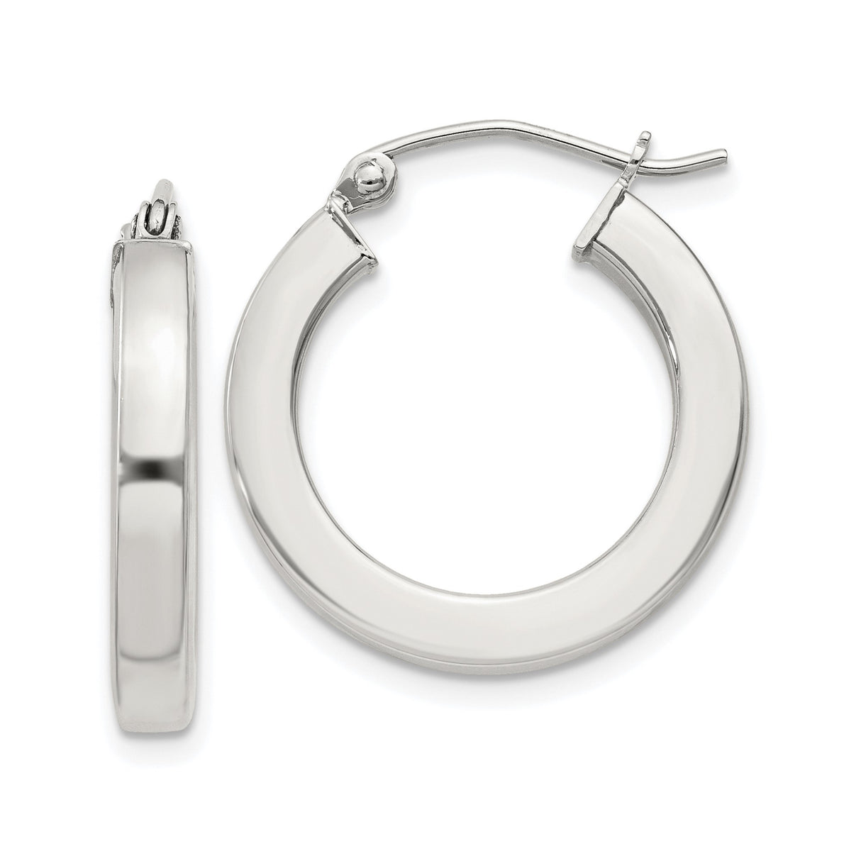 Sterling Silver Hoop Earrings, Classic Polished Round Medium Hoops, Minimalist Unisex Design