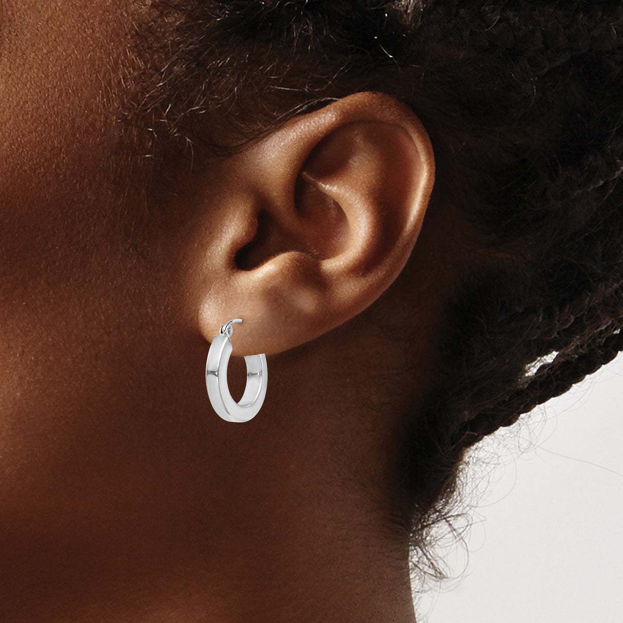 Sterling Silver Hoop Earrings, Polished Finish, Minimalist Latch Back Design for Women