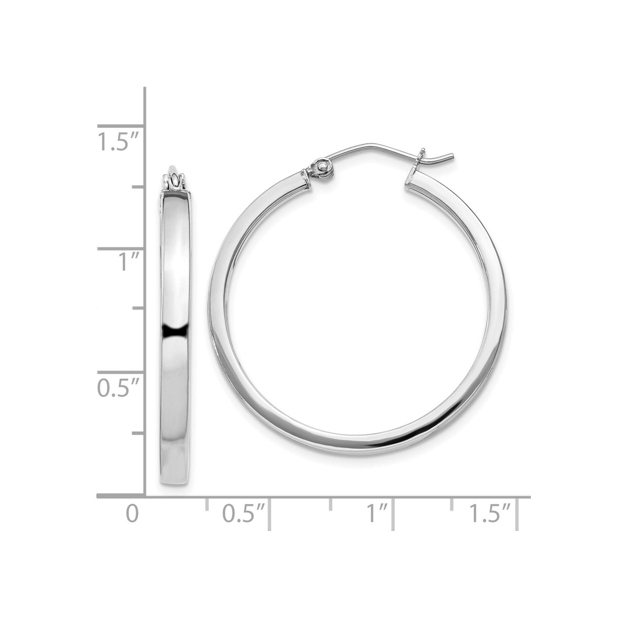 Sterling Silver Hoop Earrings, Polished Finish, Minimalist Latch Back Design for Women