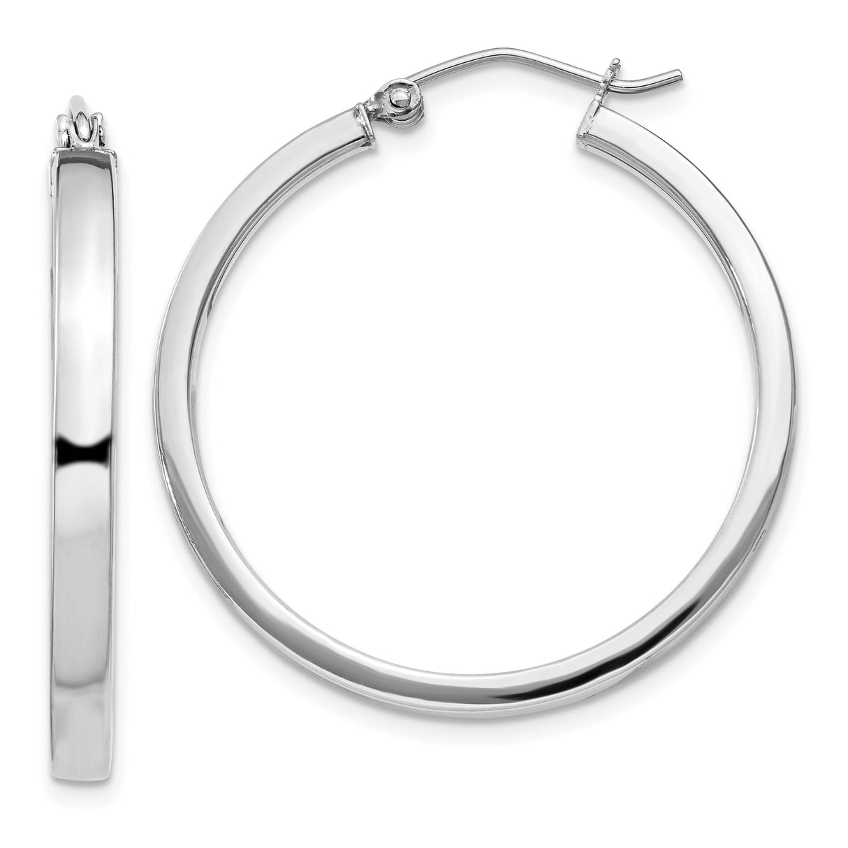 Sterling Silver Hoop Earrings, Polished Finish, Minimalist Latch Back Design for Women
