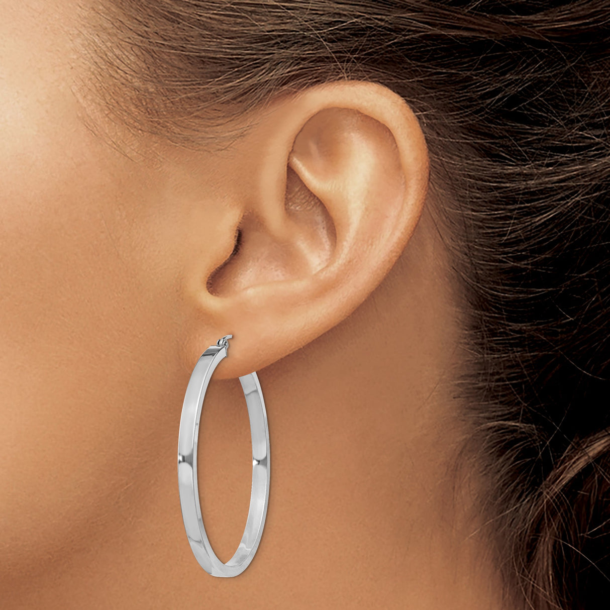 Sterling Silver Hoop Earrings, Large Round Minimalist Tube Design for Women