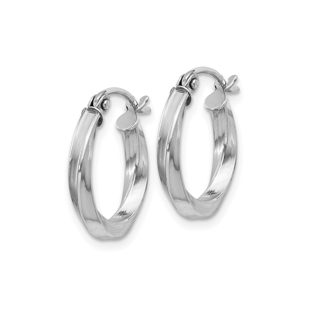 Sterling Silver Hoop Earrings with Polished Twisted Design, Lightweight and Textured Finish