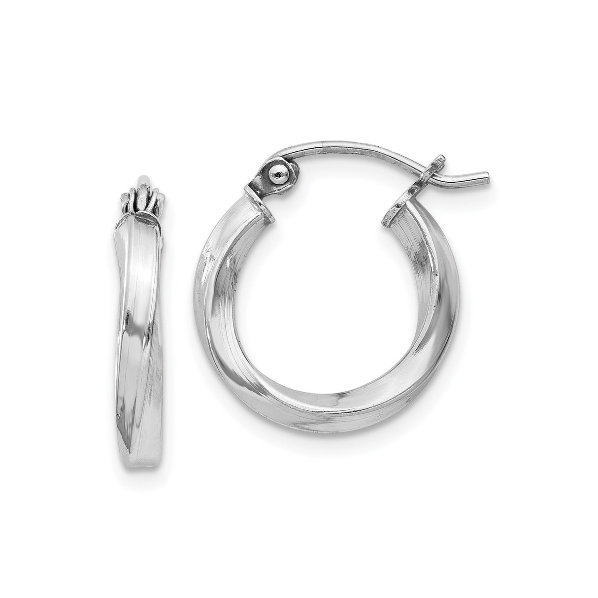 Sterling Silver Hoop Earrings with Polished Twisted Design, Lightweight and Textured Finish