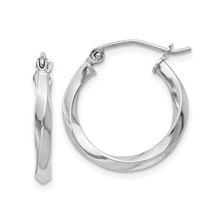 Sterling Silver Twisted Hoop Earrings, Polished Finish, Sleek Modern Minimalist Design for Women
