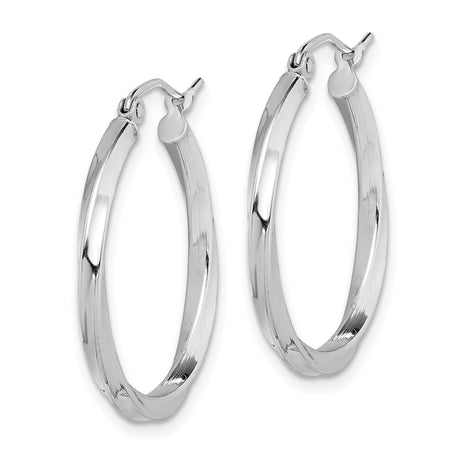 Sterling Silver Twisted Hoop Earrings with Latch Back Closure and Polished Finish