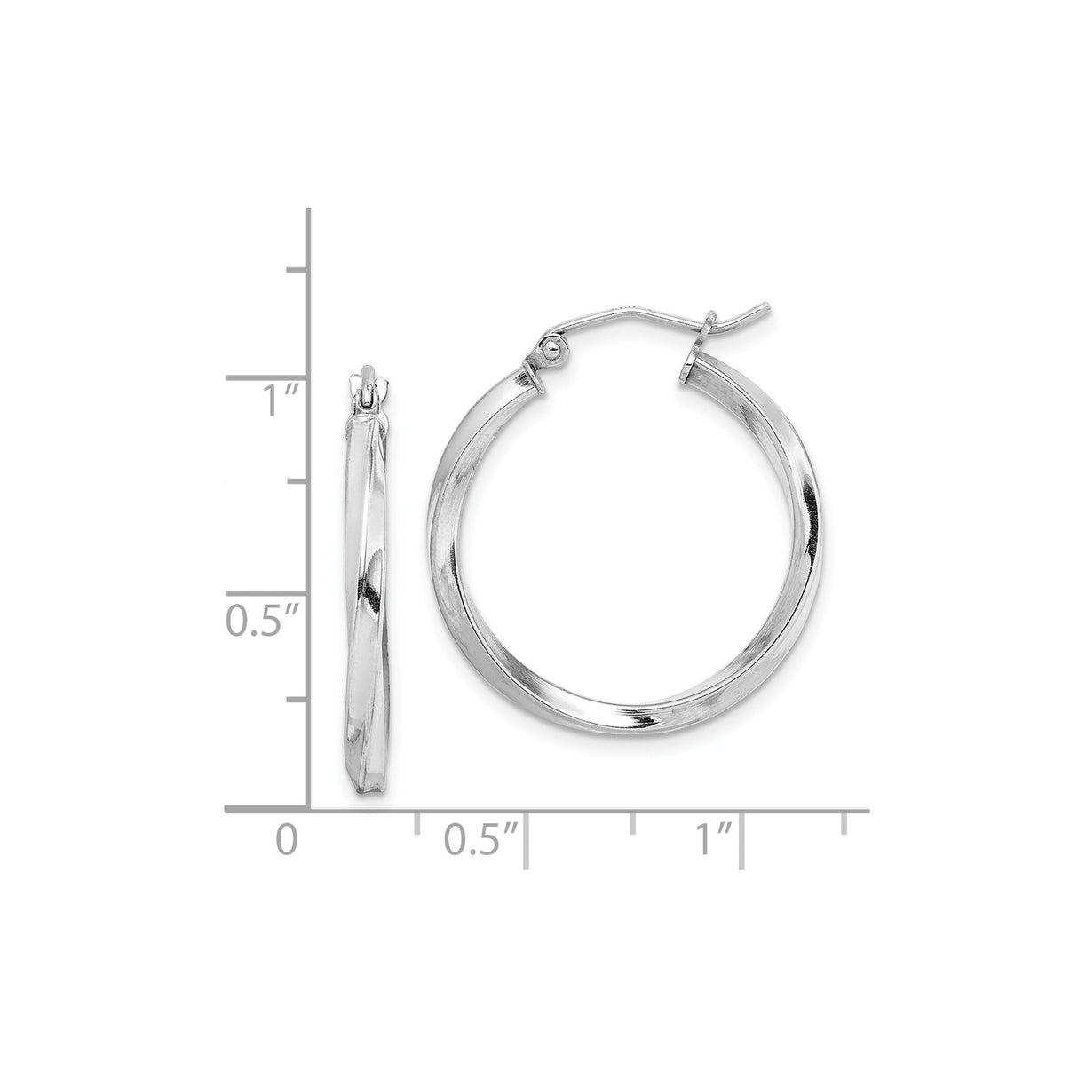 Sterling Silver Twisted Hoop Earrings with Latch Back Closure and Polished Finish