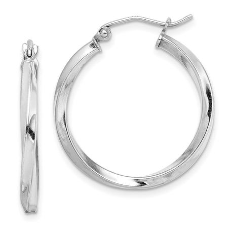 Sterling Silver Twisted Hoop Earrings with Latch Back Closure and Polished Finish