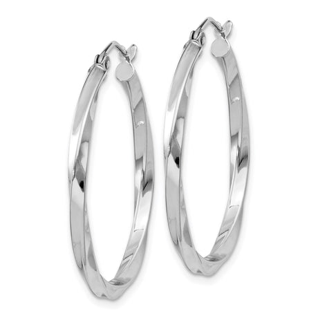Sterling Silver Twisted Hoop Earrings with Polished Finish and Latch Back Closure