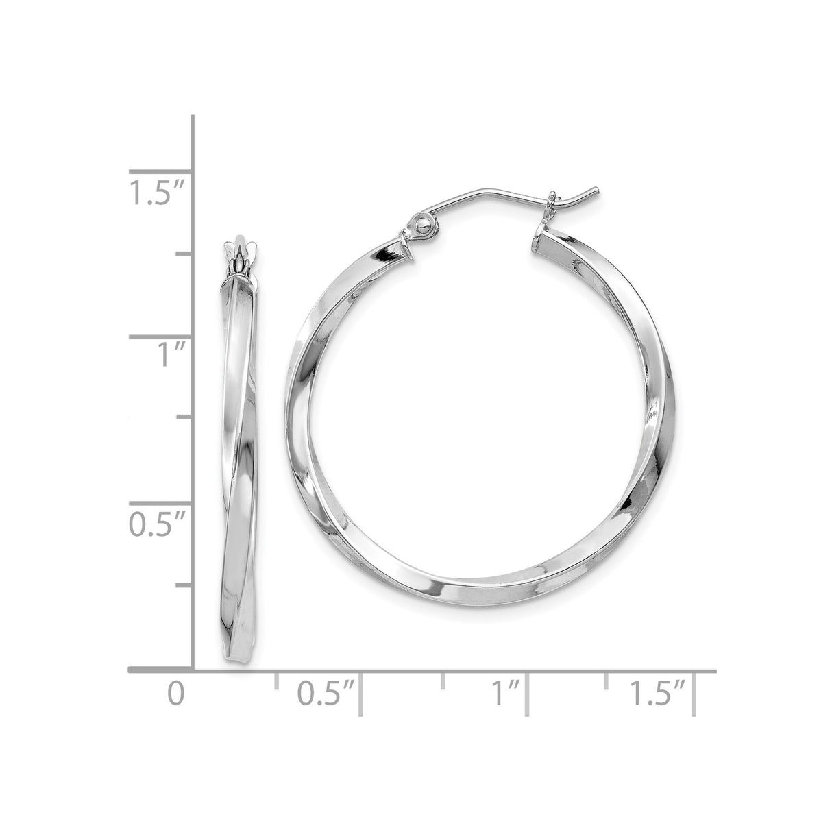 Sterling Silver Twisted Hoop Earrings with Polished Finish and Latch Back Closure