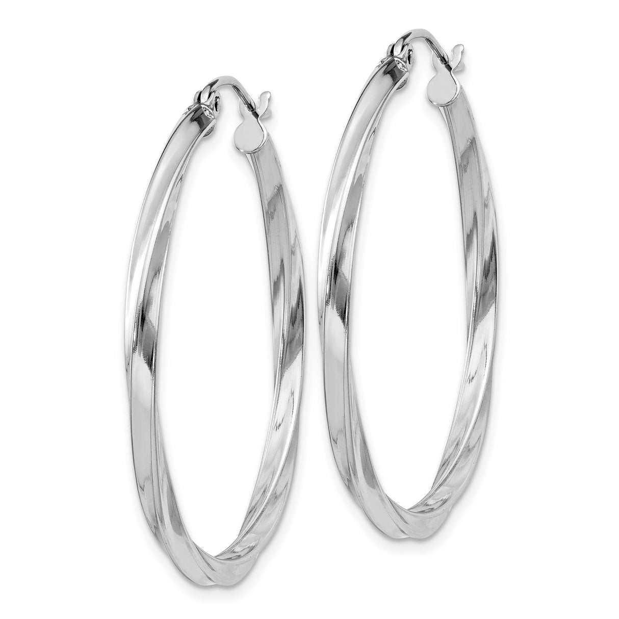 Sterling Silver Twisted Hoop Earrings, Lightweight Polished Round Minimalist Style