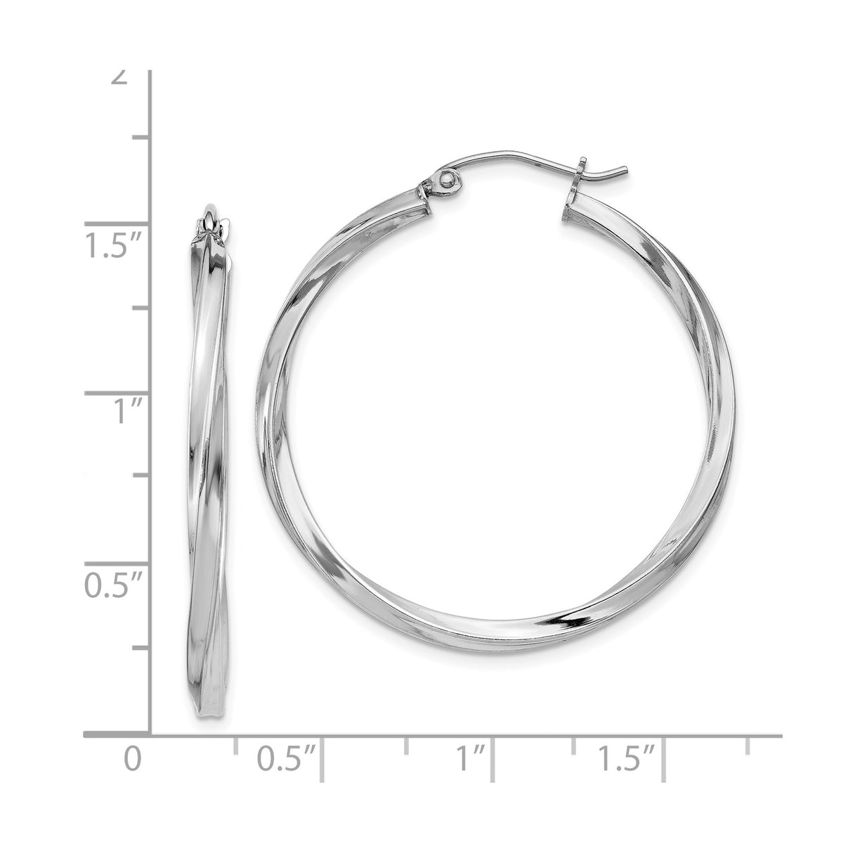 Sterling Silver Twisted Hoop Earrings, Lightweight Polished Round Minimalist Style