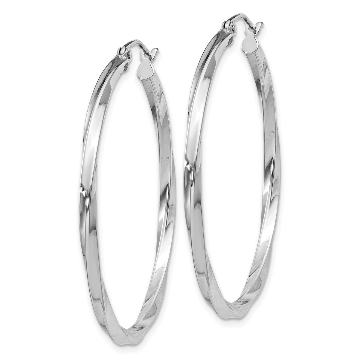 Sterling Silver Hoop Earrings, Large Twisted Design with Smooth Polished Finish