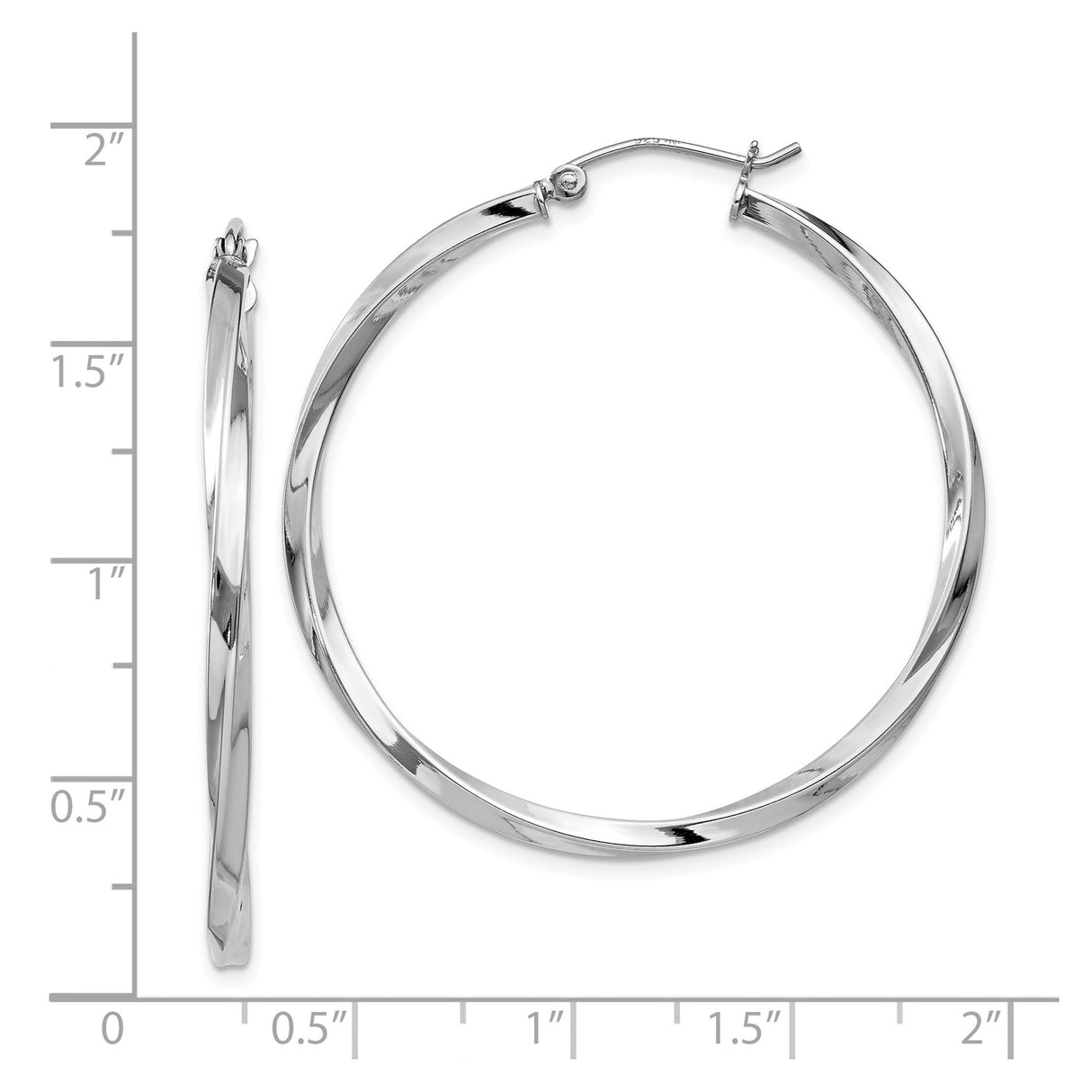 Sterling Silver Hoop Earrings, Large Twisted Design with Smooth Polished Finish