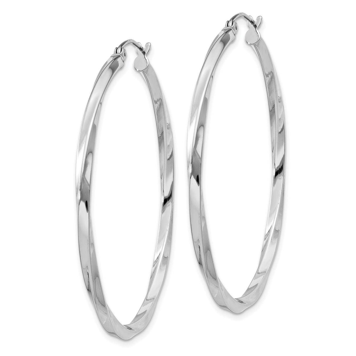 Sterling Silver Twisted Hoop Earrings, Large Lightweight Polished Design for Women