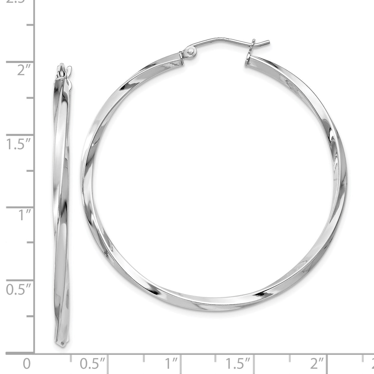 Sterling Silver Twisted Hoop Earrings, Large Lightweight Polished Design for Women