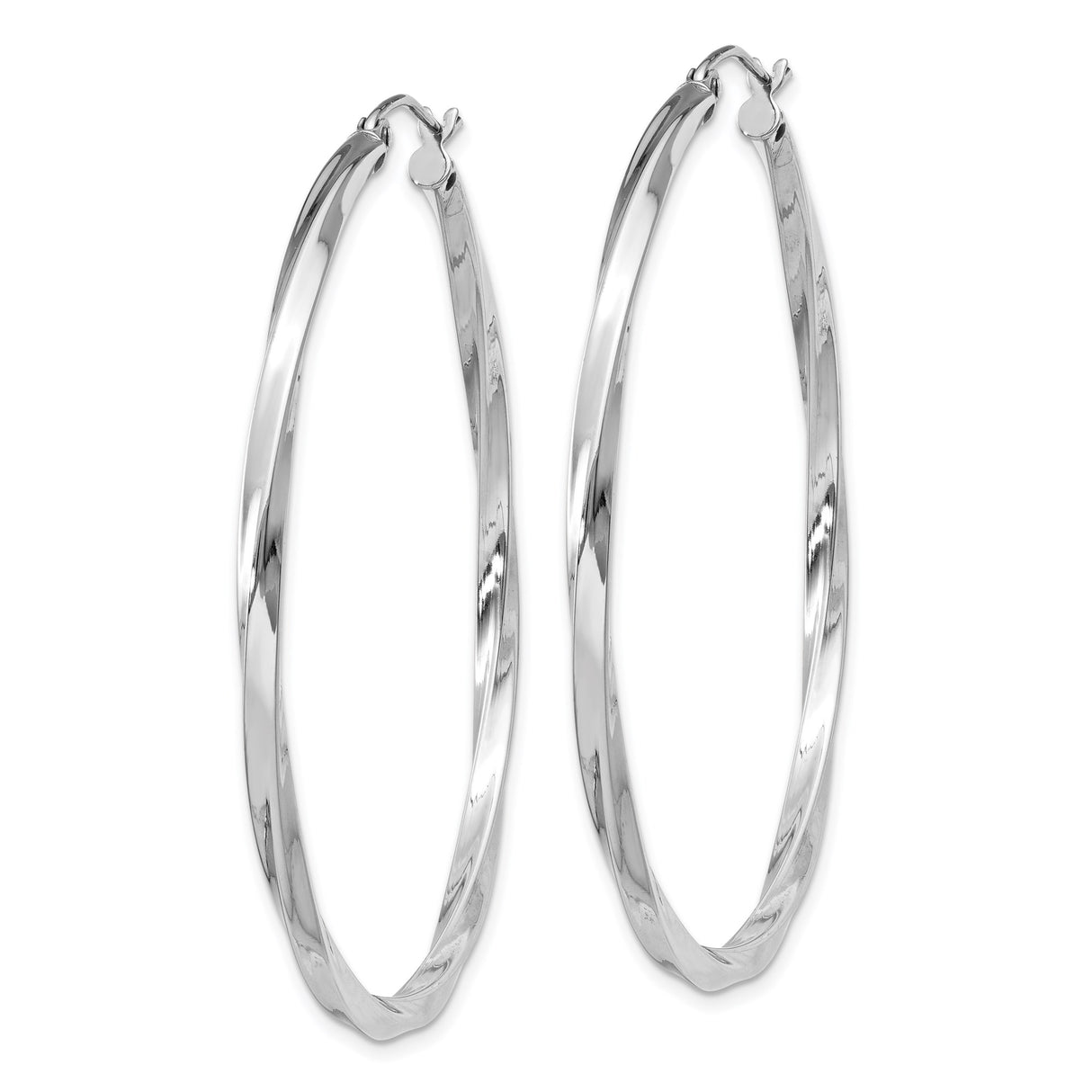 Sterling Silver Twisted Hoop Earrings, Lightweight Rhodium Plated, Classic Minimalist Style
