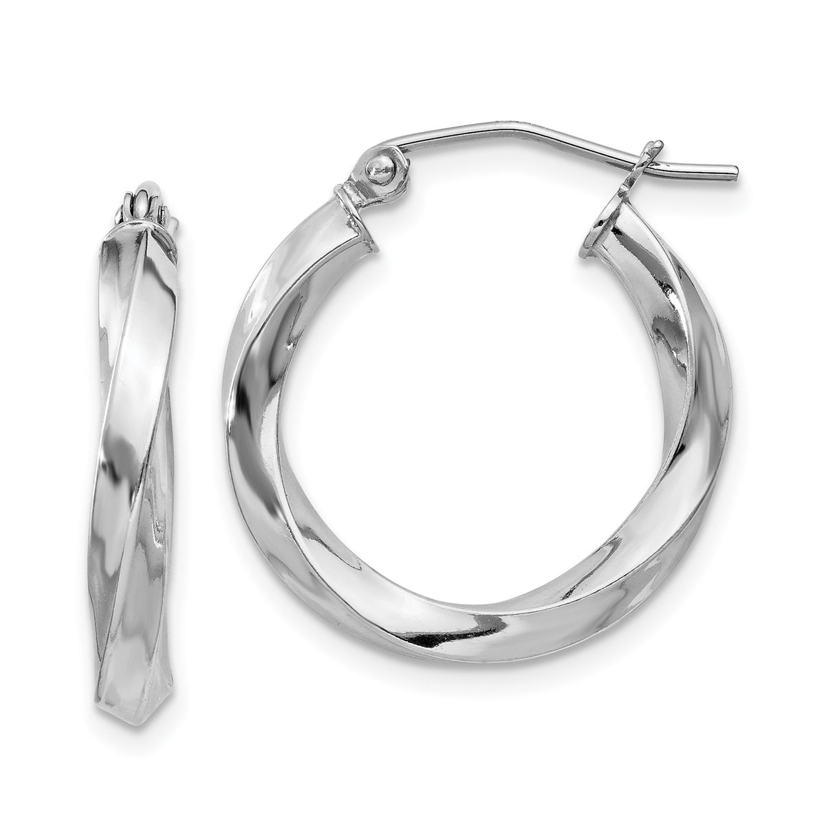 Sterling Silver Twisted Hoop Earrings with Spiral Texture and Polished Finish