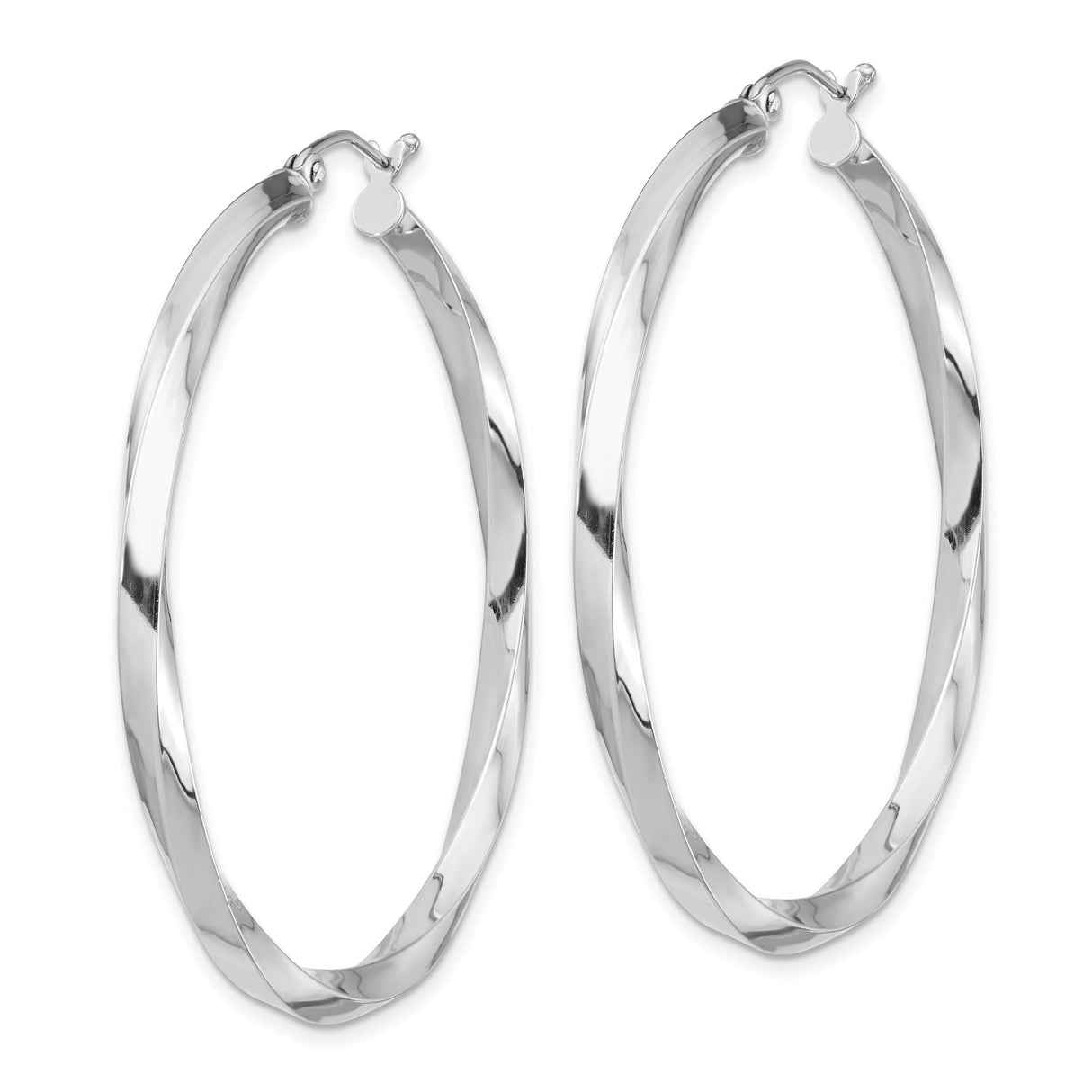 Sterling Silver Twisted Hoop Earrings with Polished Finish, Sleek Modern Minimalist Style for Women